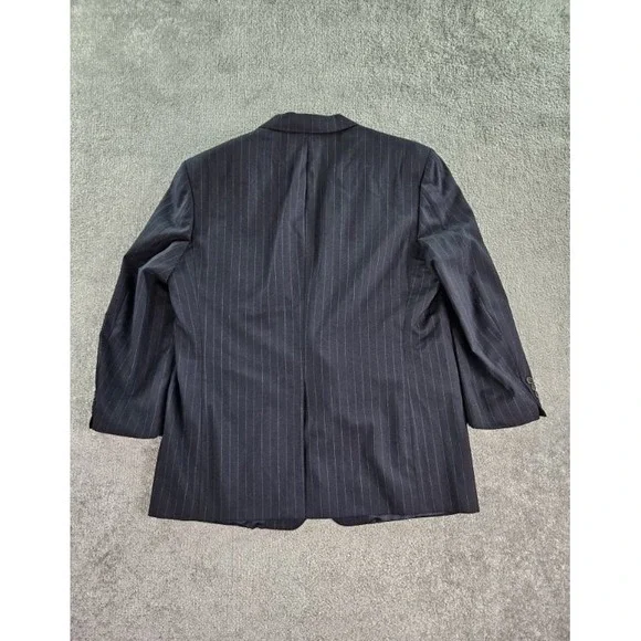 Brooks Brothers Suit Jacket 46 R Blue Wool Striped Brooksease Makers Luxury USA